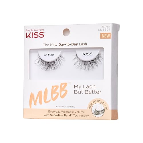 KISS MLBB My Lash But Better False Eyelashes, Everyday Wearable Volume with Superfine Band Technology, Easy To Apply, Reusable, Cruelty-Free, Contact Lens Friendly, Style 'All Mine', 1 Pair Fake Eyelashes All Mine 1 Pair (Pack of 1)