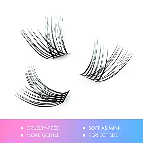 LANKIZ DIY Eyelash Extension,Individual Lash Extensions,110 Cluster, Soft and Lightweight 10-20mm Mix Resuale Wide Band Cluster Lashes for Home use (Natural)
