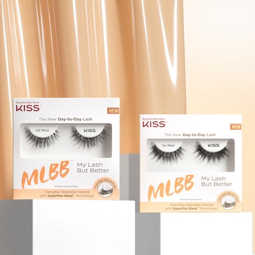 KISS MLBB My Lash But Better False Eyelashes, Everyday Wearable Volume with Superfine Band Technology, Easy To Apply, Reusable, Cruelty-Free, Contact Lens Friendly, Style 'All Mine', 1 Pair Fake Eyelashes All Mine 1 Pair (Pack of 1)