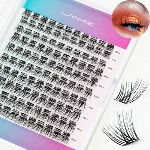 LANKIZ DIY Eyelash Extension,Individual Lash Extensions,110 Cluster, Soft and Lightweight 10-20mm Mix Resuale Wide Band Cluster Lashes for Home use (Natural)