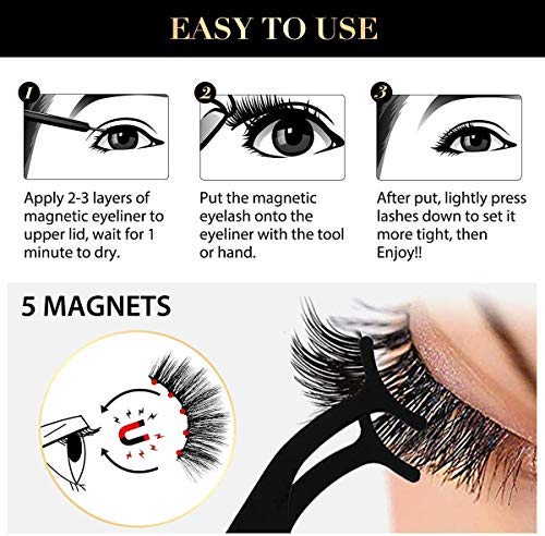 Beyond Magnetic Eyelash and Magnetic Eyeliner, Magnetic Eyeliner for Magnetic Lashes Set, Reusable Tweezers and Lashes 3 pairs