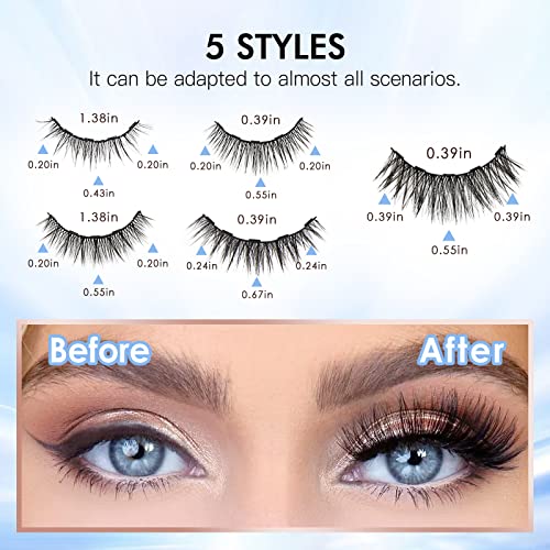 Magnetic Eyelashes, Makeup False Eyelash Kits，Magnetic Lashes with Eyeliner - Waterproof, Natural 3D Reusable Faux Cils Magnetique - Includes Applicator and Waterproof Mascara