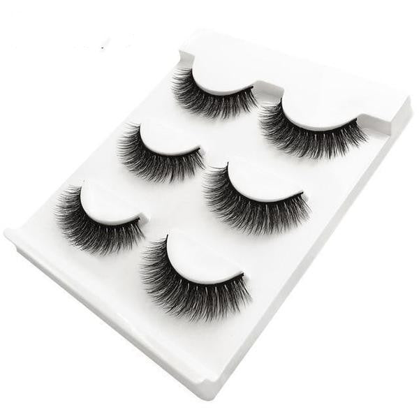 3D mink eyelashes 3 pairs of natural fiber long false eyelashes