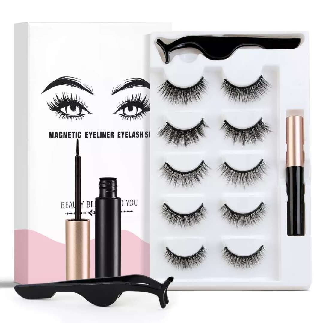 Five pairs of non glue magnetic eyelashes