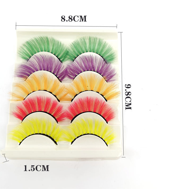 Eye Tail Color Imitated Mink Eyelash Five Pairs Of Natural Three-dimensional Half-eye False Eyelashes Stage Makeup