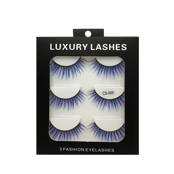 High-grade Color False Eyelashes Three-dimensional Thick Thickened Eyelash Cross Natural