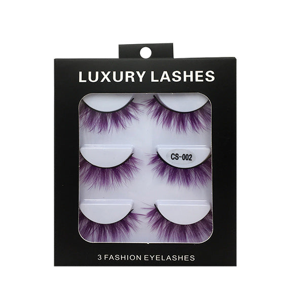 High-grade Color False Eyelashes Three-dimensional Thick Thickened Eyelash Cross Natural