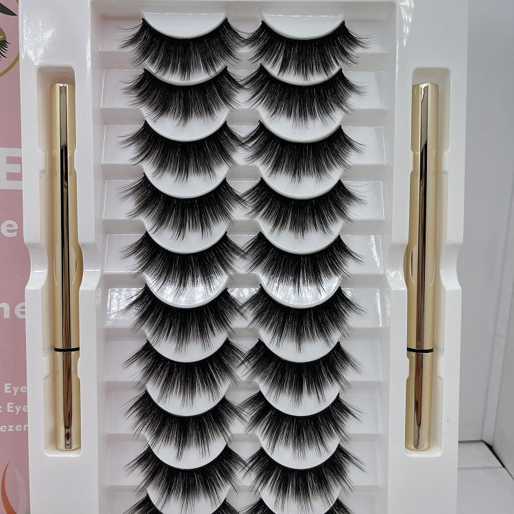 10 Pairs Of Non-bleaching, Long-lasting Waterproof Magnetic False Eyelashes