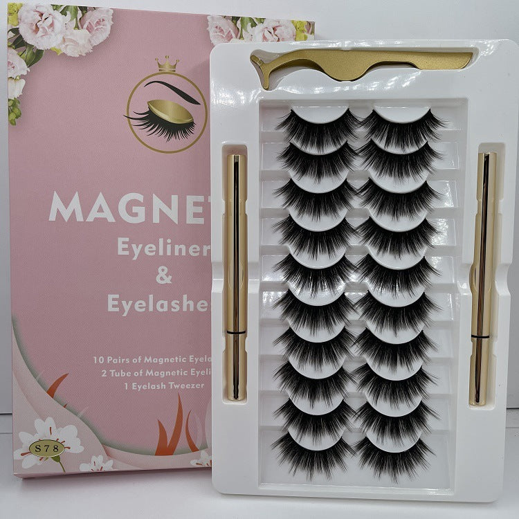 10 Pairs Of Non-bleaching, Long-lasting Waterproof Magnetic False Eyelashes