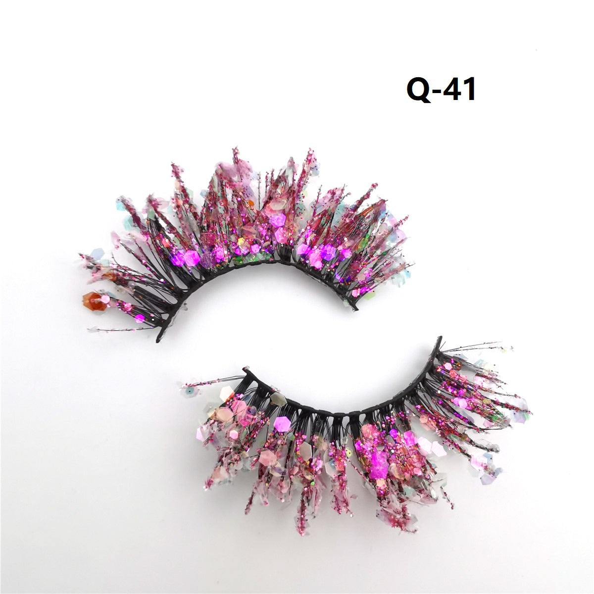 Colorful Luminous 3D False Eyelashes Natural Nude Makeup Stage Makeup Shimmering Powder Sequins Diamond Thick Exaggerated European And American Eyelash