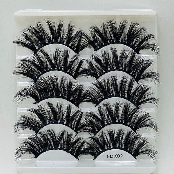 5 Pairs Of Mink False Eyelashes 8D Natural Thick