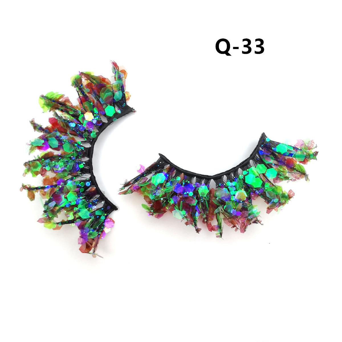 Colorful Luminous 3D False Eyelashes Natural Nude Makeup Stage Makeup Shimmering Powder Sequins Diamond Thick Exaggerated European And American Eyelash