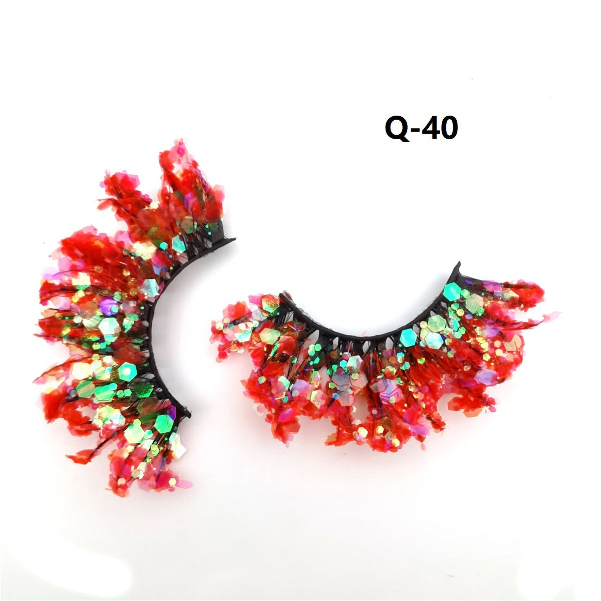 Colorful Luminous 3D False Eyelashes Natural Nude Makeup Stage Makeup Shimmering Powder Sequins Diamond Thick Exaggerated European And American Eyelash